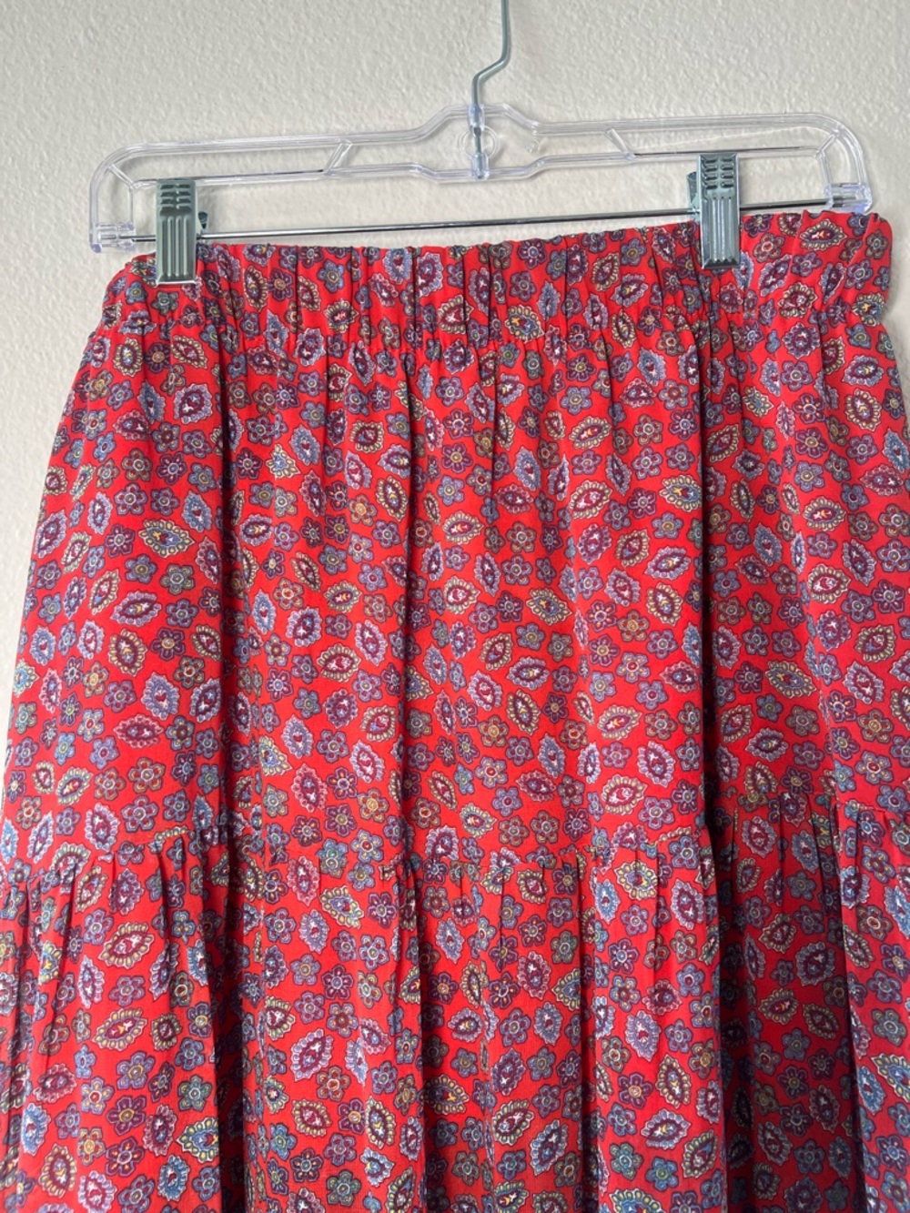 Maurices Red Floral Tiered Maxi Skirt - Picture 2 of 6